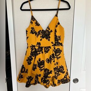 Privy Boutique Yellow & Black Semi Formal Mini Dress w/ Shorts